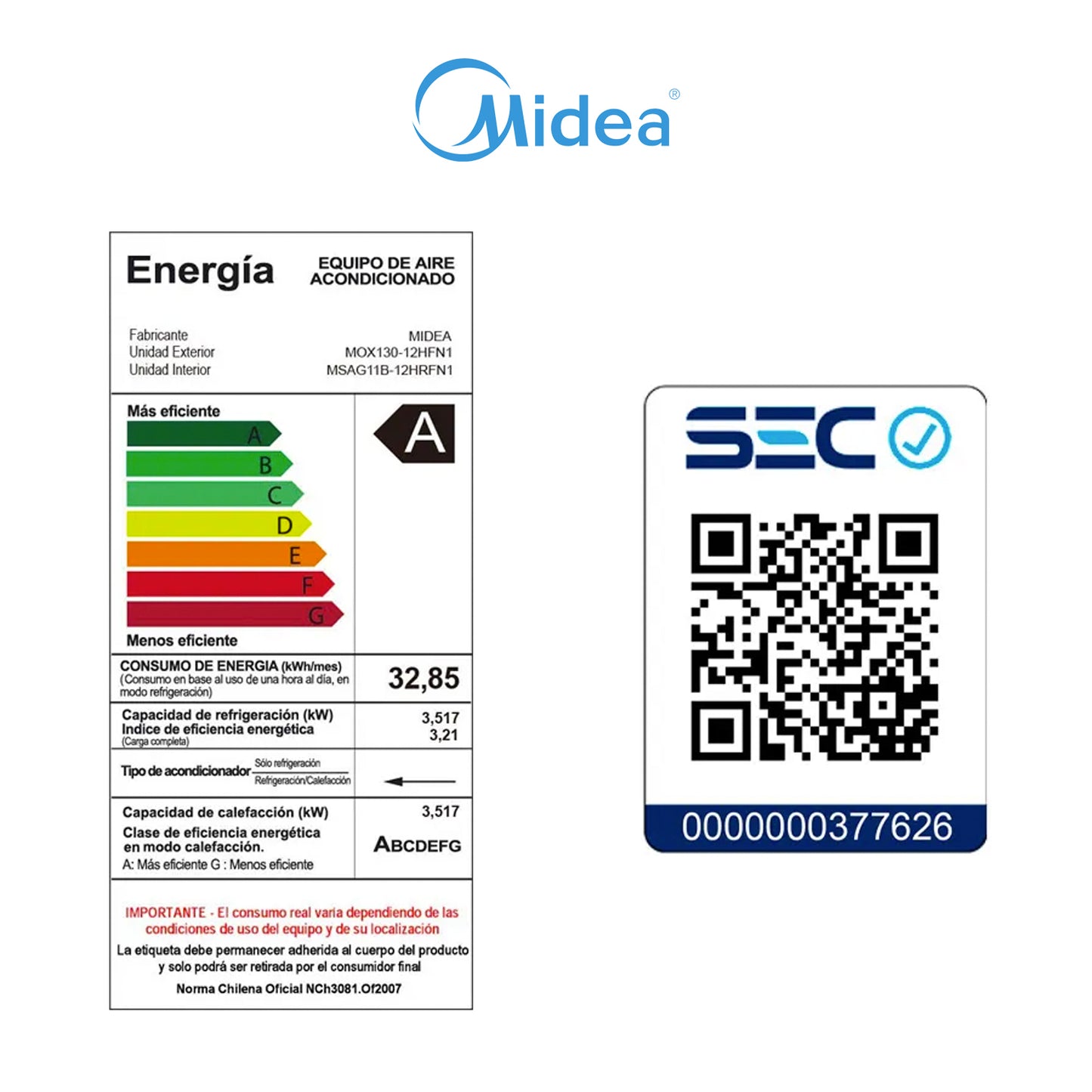 Aire Acondicionado Midea 12.000 BTU - Inverter WIFI ECOMASTER AI