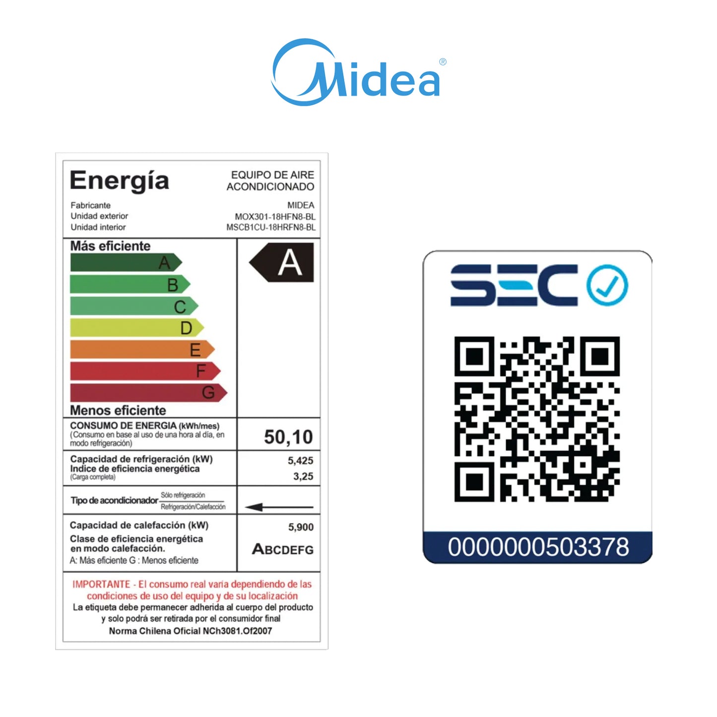 Aire Acondicionado Midea 18.000 BTU - Inverter Breezeless Wifi