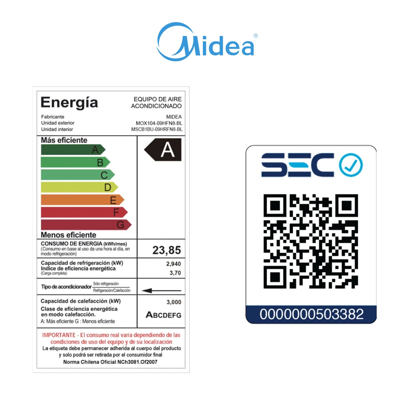 Aire Acondicionado Midea 09.000 BTU - Inverter Breezeless Wifi