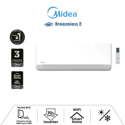Aire Acondicionado Midea 09.000 BTU - Inverter Breezeless Wifi