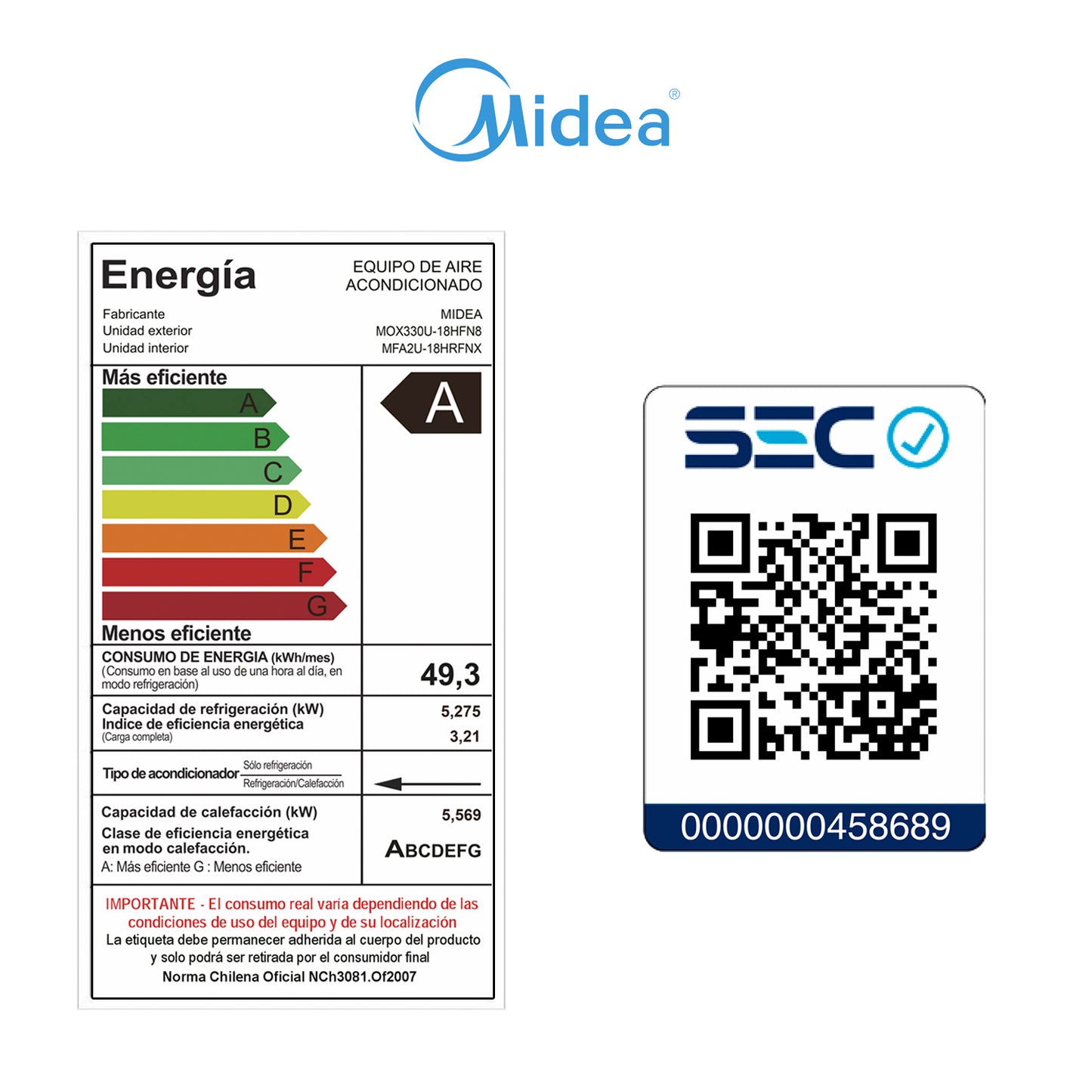 Aire Acondicionado Midea 18.000 BTU - Consola Xtreme Heat WIFI