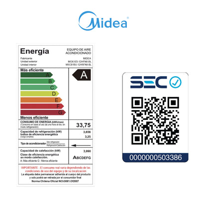 Aire Acondicionado Midea 12.000 BTU - Inverter Breezeless Wifi