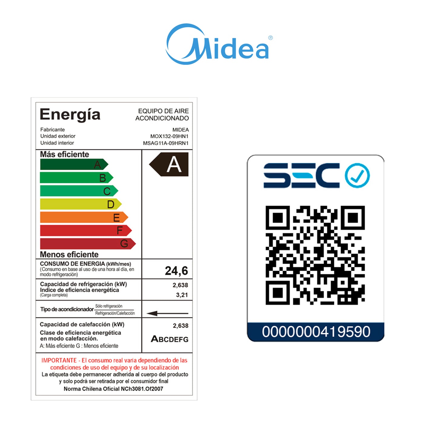 Aire Acondicionado Midea 09.000 BTU - Inverter Xtra r32