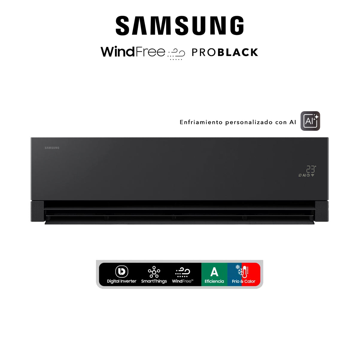 Aire Acondicionado Samsung 12.000 BTU - Wind-Free Pro Black Inverter Wifi