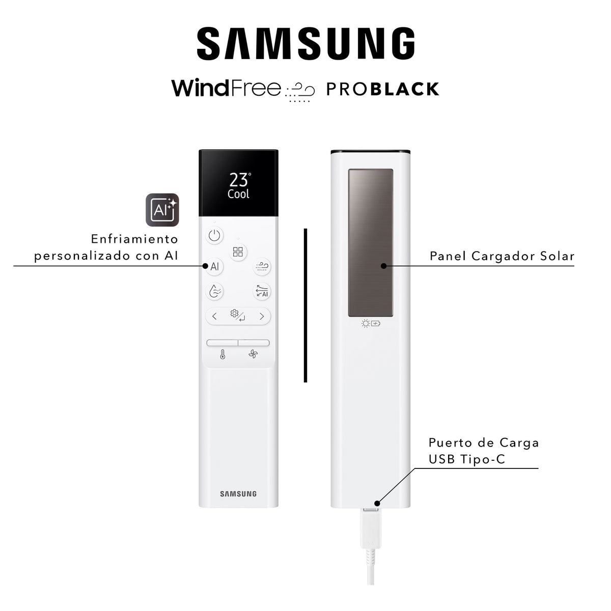 Aire Acondicionado Samsung 12.000 BTU - Wind-Free Pro Black Inverter Wifi