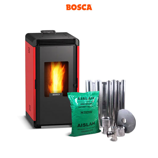Estufa a Pellet Hera + Rojo + Kit de Instalación